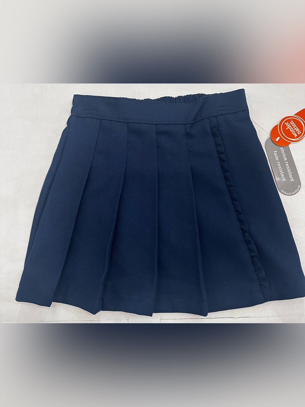 Wonder Nation Girls Navy Blue Pleated School Uniform Ruffle Scooter Skirt Size 7